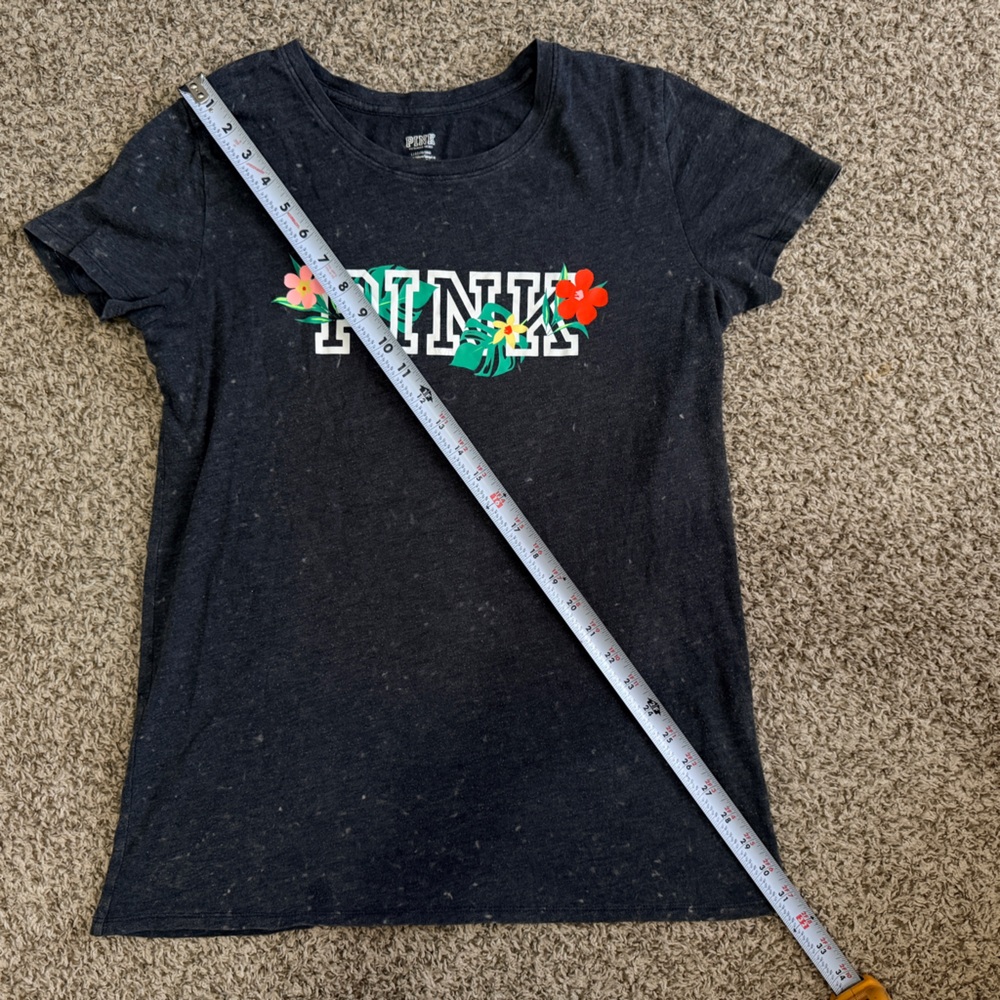 Victoria's Secret PINK Floral Black Graphic Tee